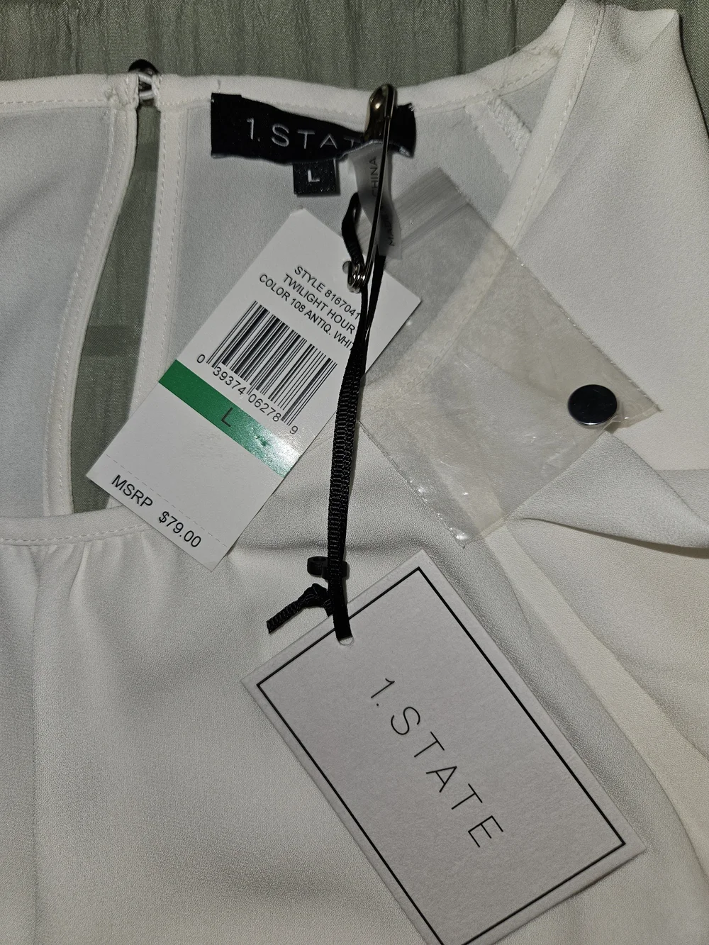 NWT 1.STATE Tiered Sleeve Blouse Sz. Large